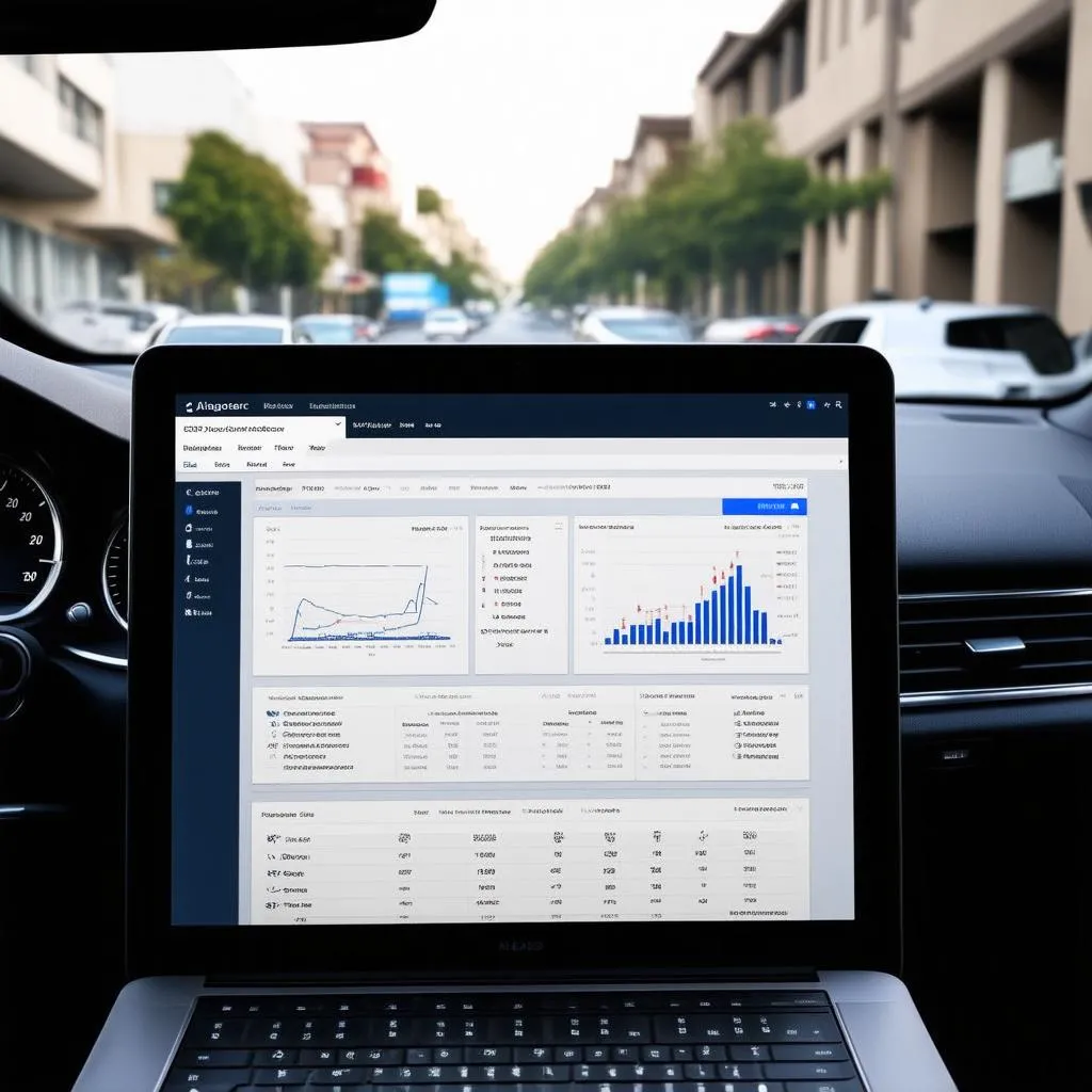 Car diagnostic software on laptop
