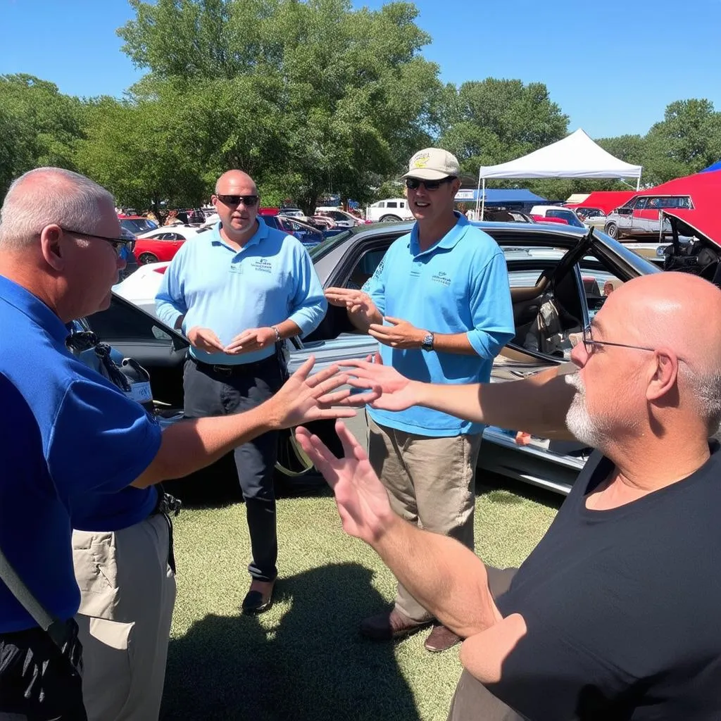 Enthusiasts at a Car Show