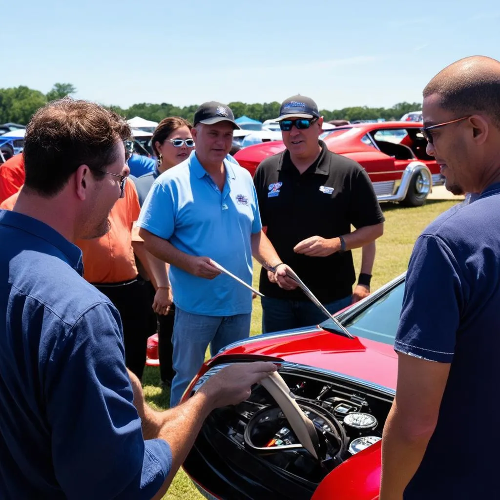 Car Enthusiasts Chatting at a Car Show in North Carolina