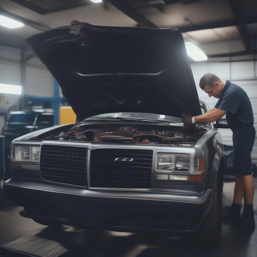 Mechanic Working on a Car