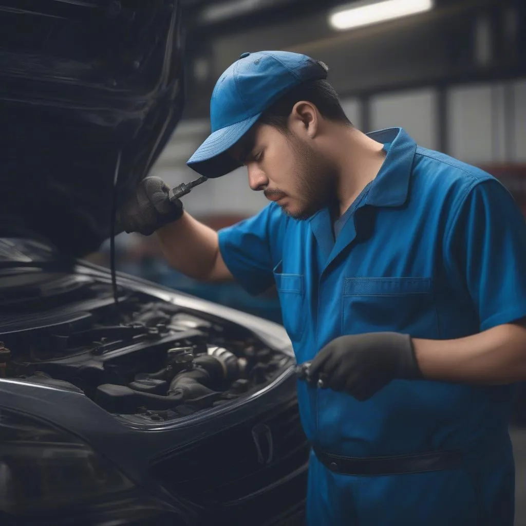 Car mechanic at work