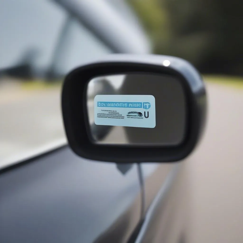 Reflective car mirror tag sticker