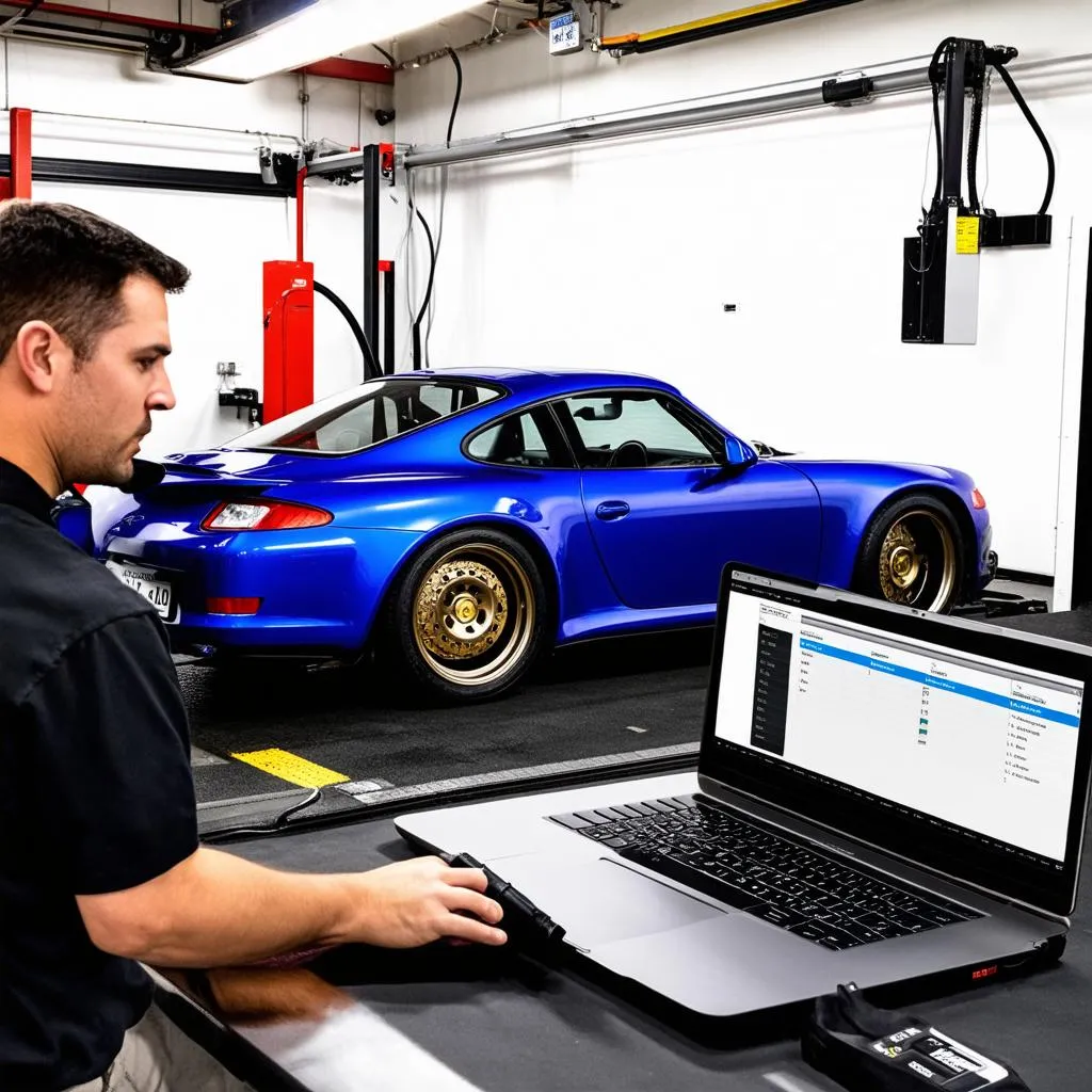 Car Undergoing Dyno Tuning with Autotuner OBD