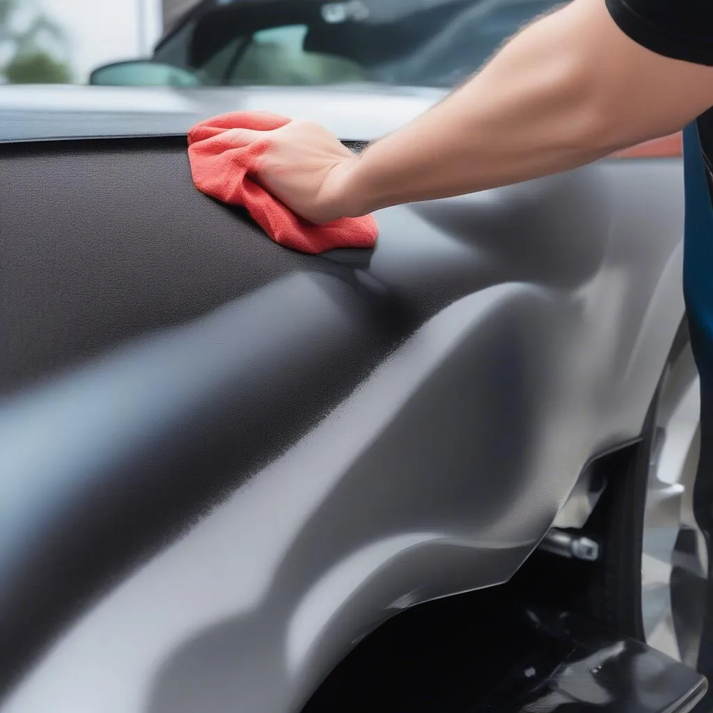 Car paint sealer primer being applied