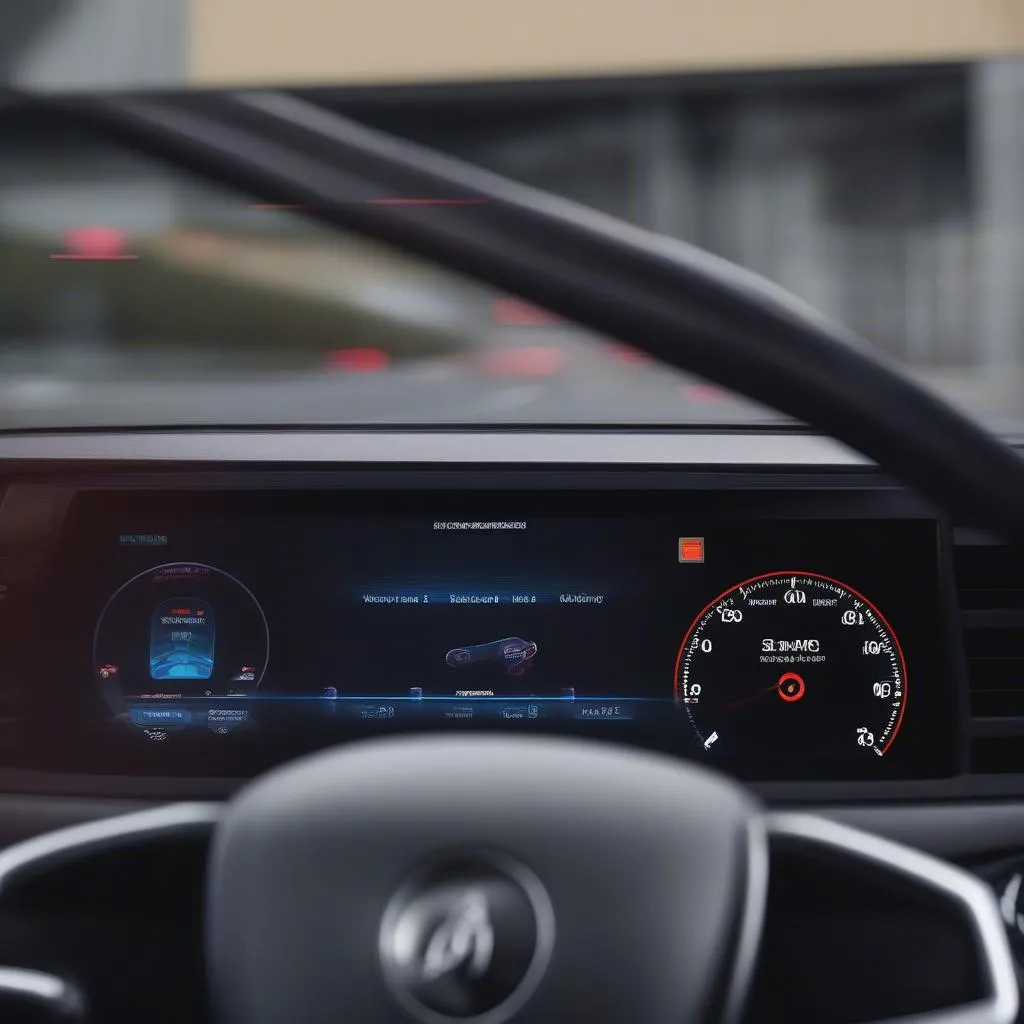 Dashboard display showing car safety features