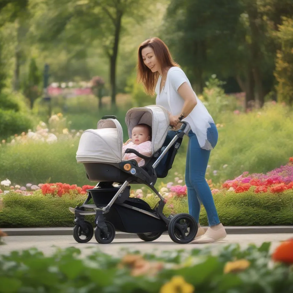 Car seat attached to a stroller