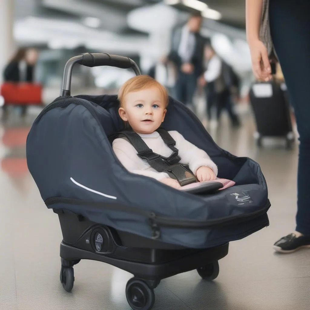 Car seat with wheels travel bag