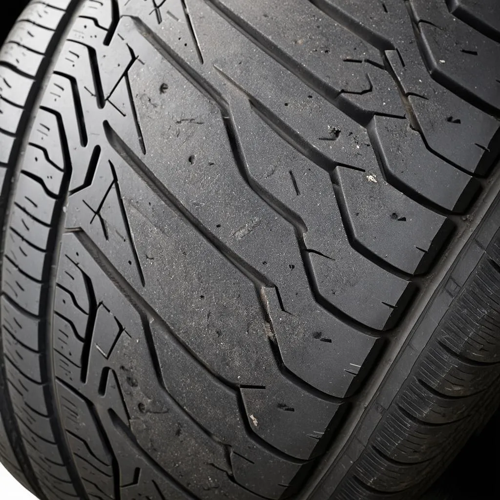 Close-Up of Car Tire Tread