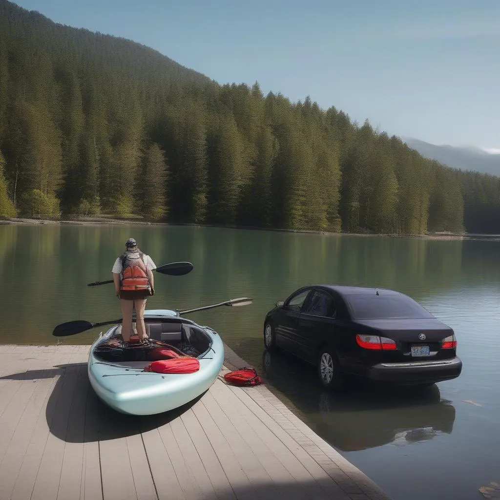 Launching a Kayak at Split Rock Reservoir