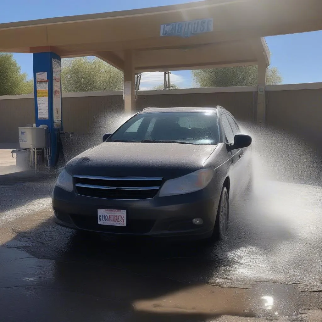 A car being washed at a car wash in Grand Junction, Colorado