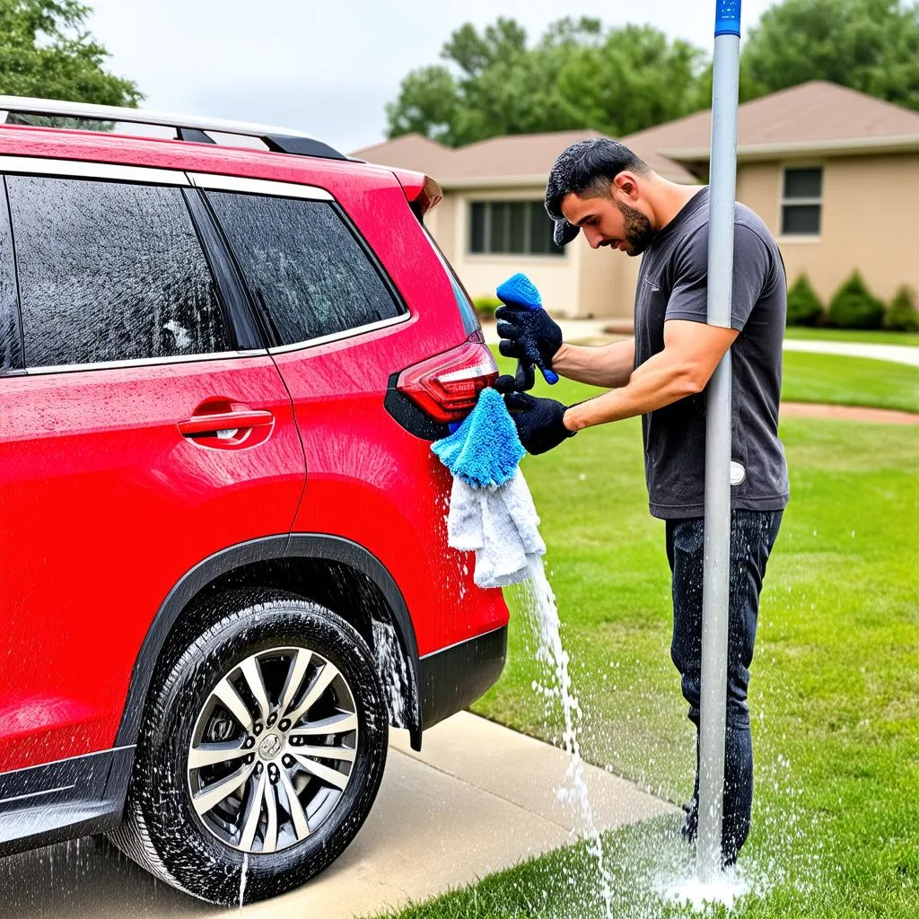 Car wash mitt on a pole