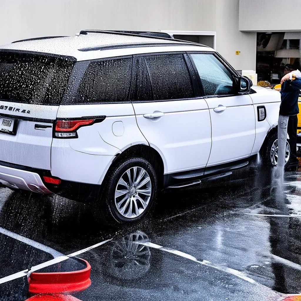 Car Wash Pearl White SUV