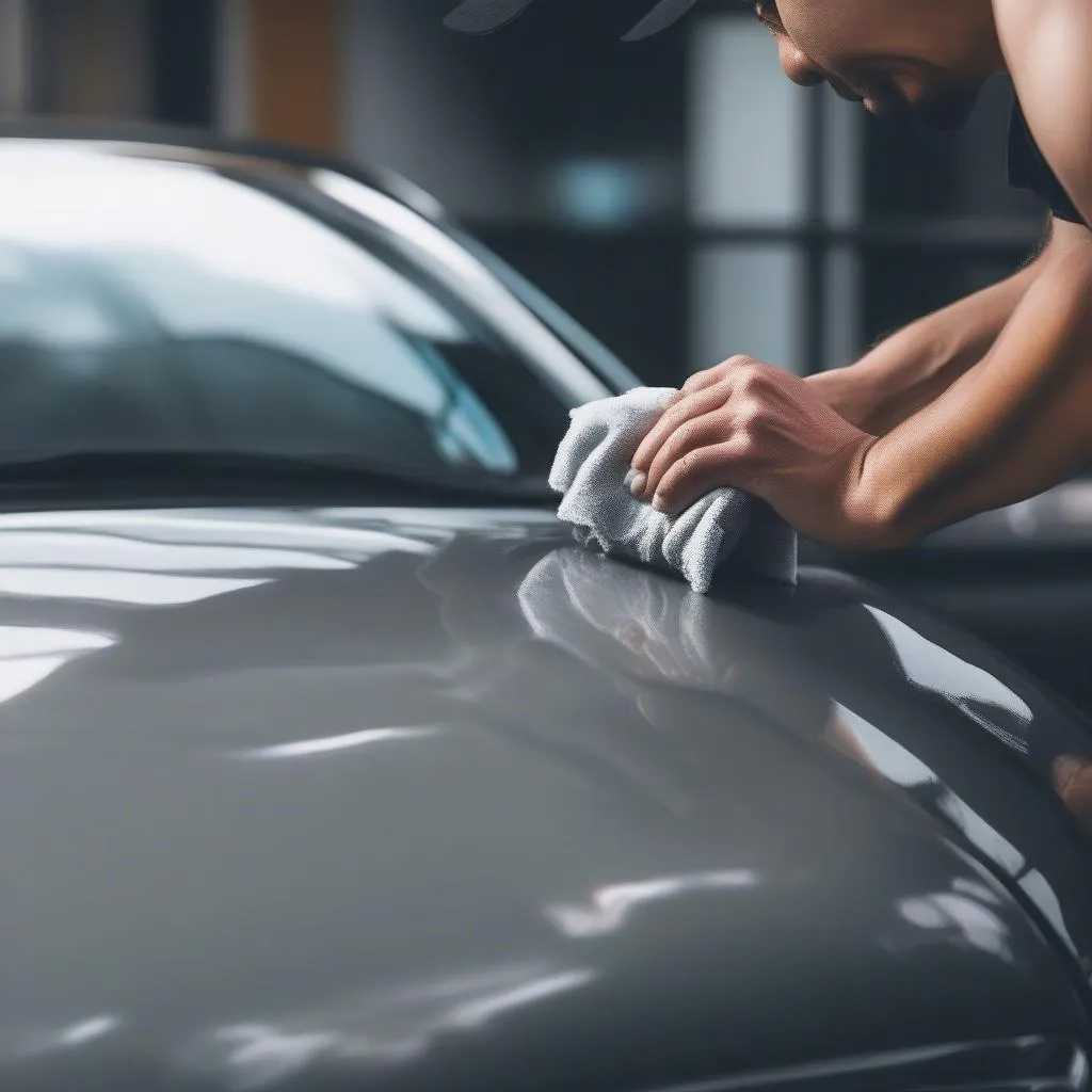 Applying car wax