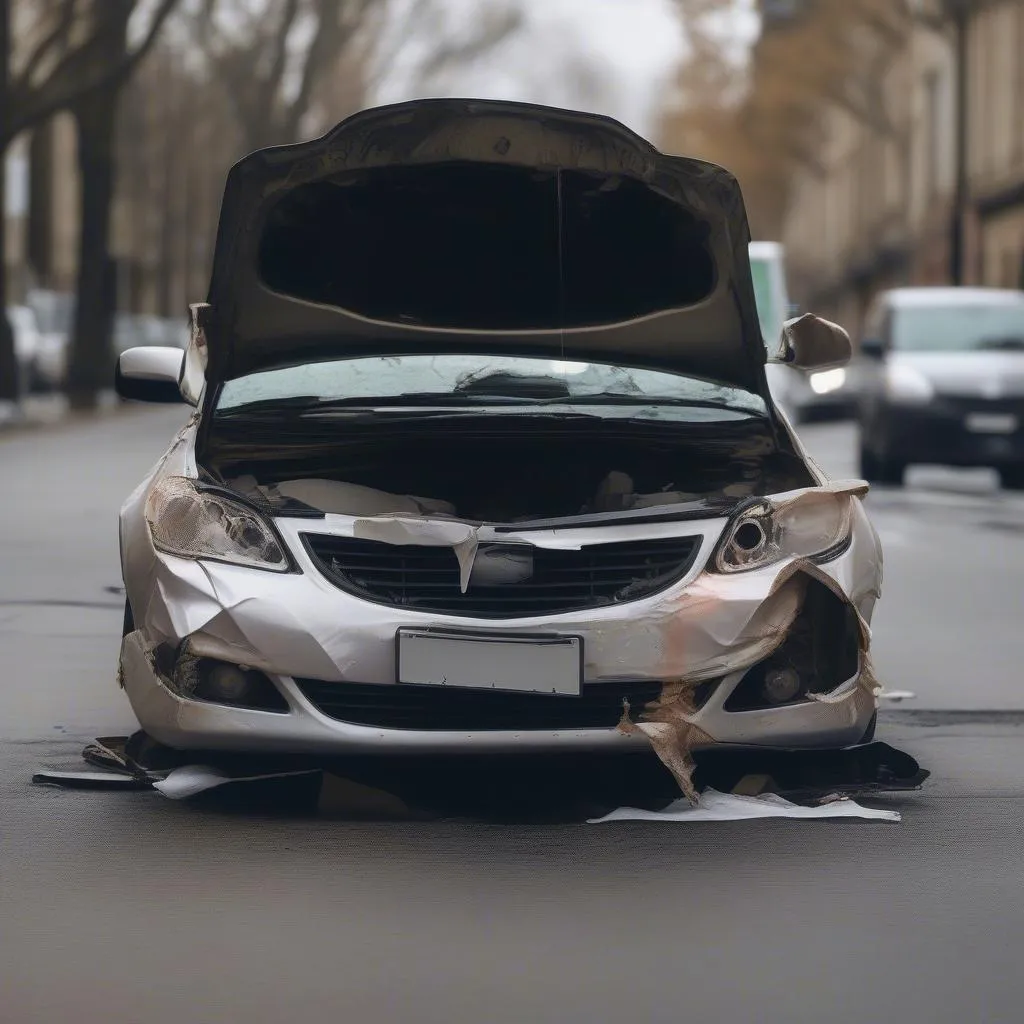 A Car Missing a Bumper After an Accident