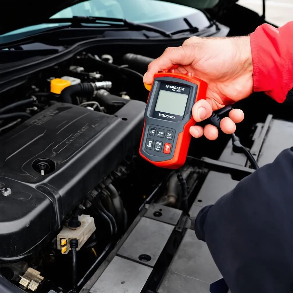 Car diagnostic tool plugged in