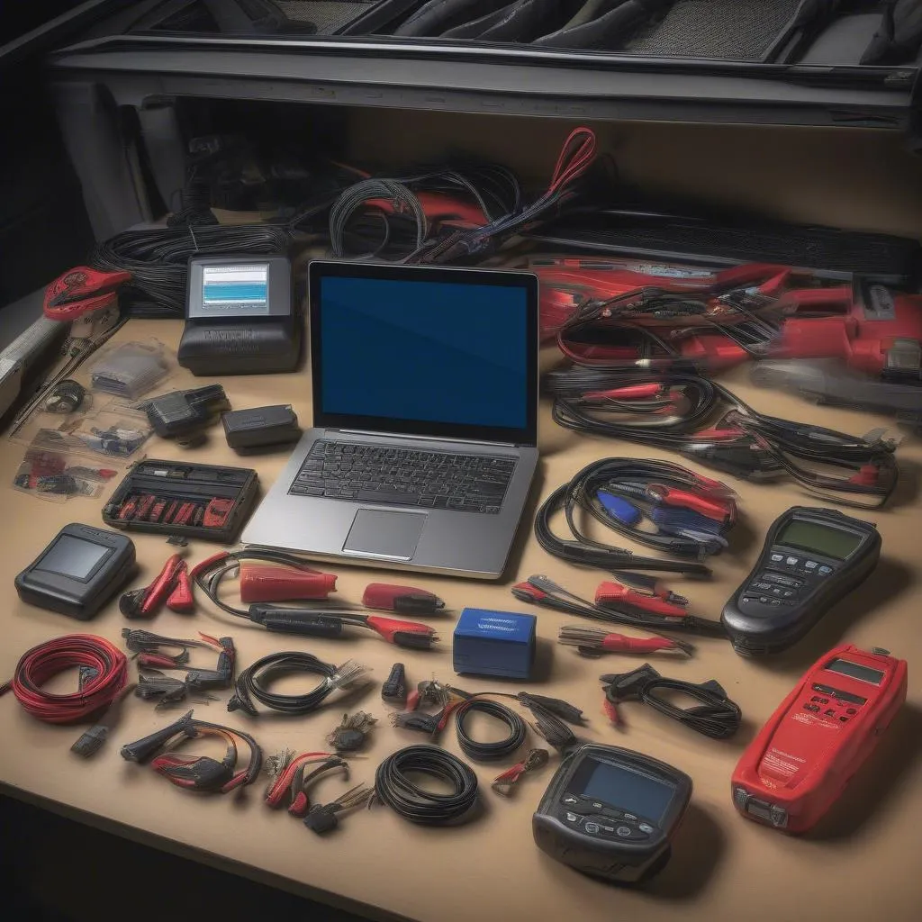 Assortment of car diagnostic tools