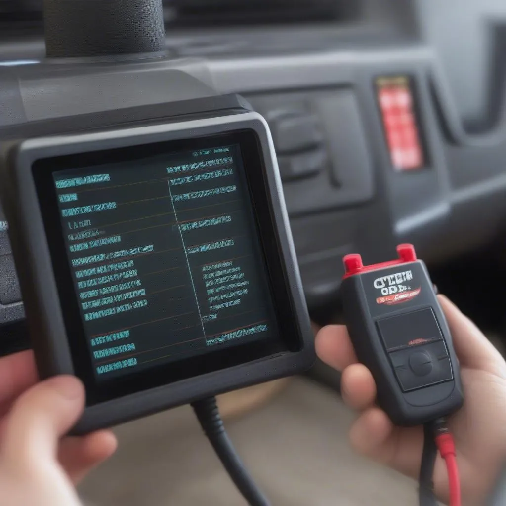 Cen Tech OBD Scanner C display showing diagnostic data