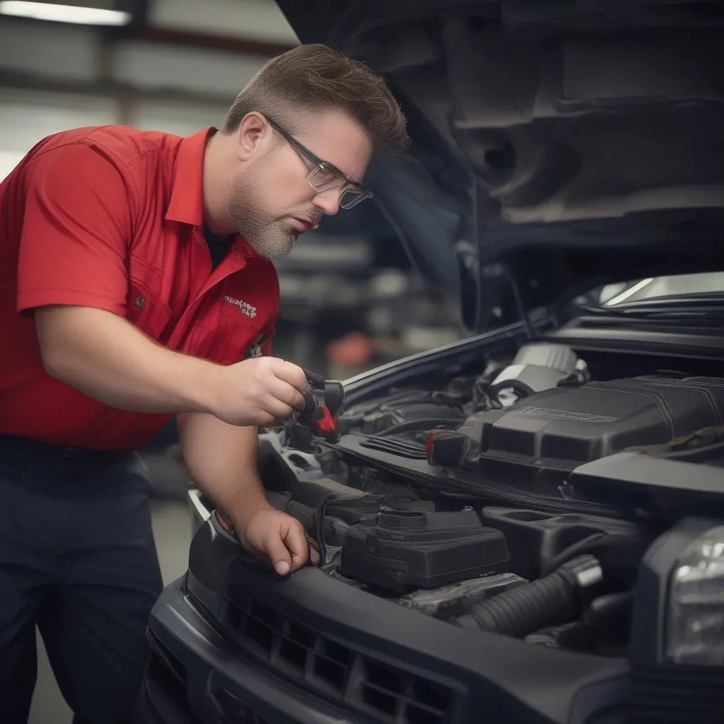 Certified Dodge Mechanic Working