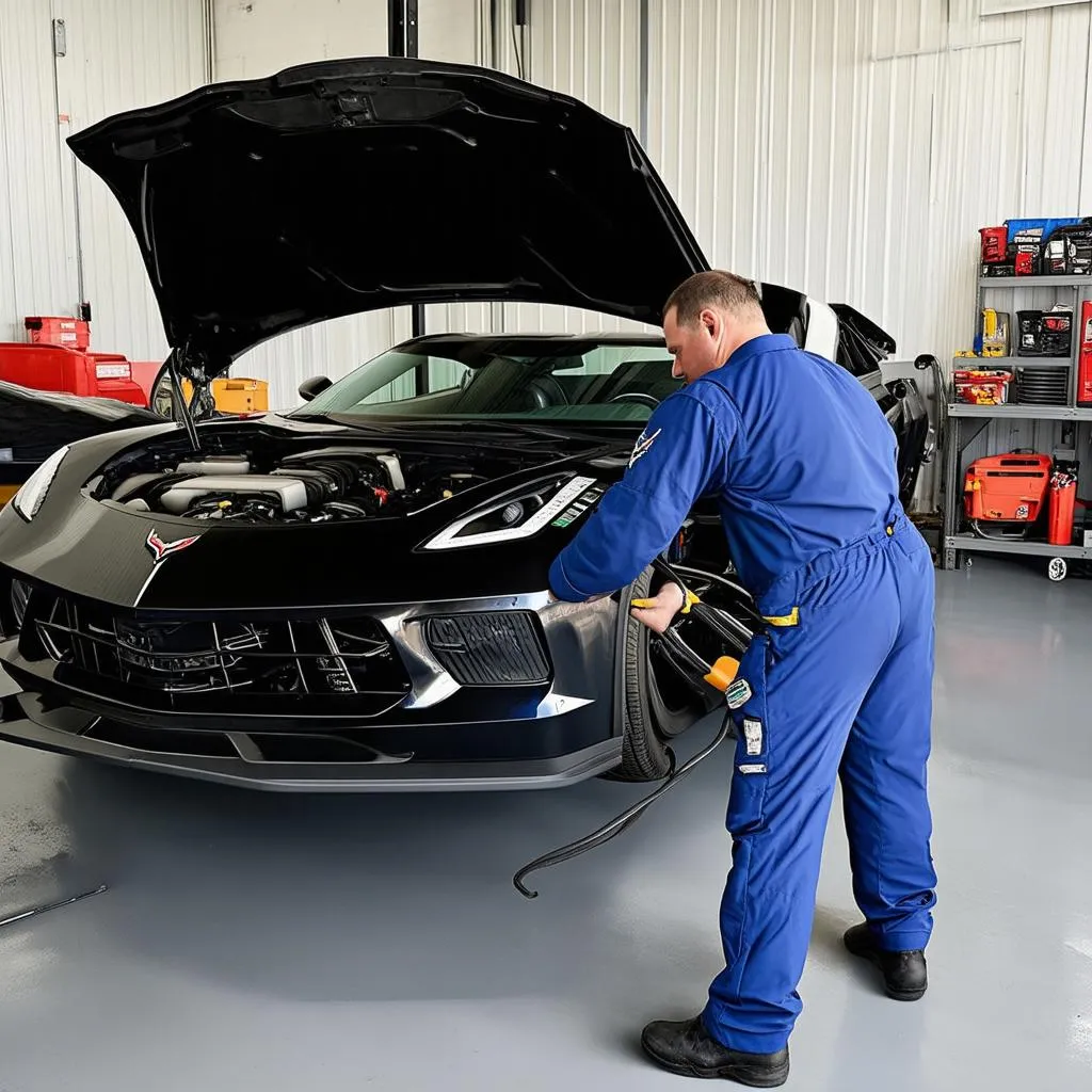 Skilled Chevrolet Mechanic at Work