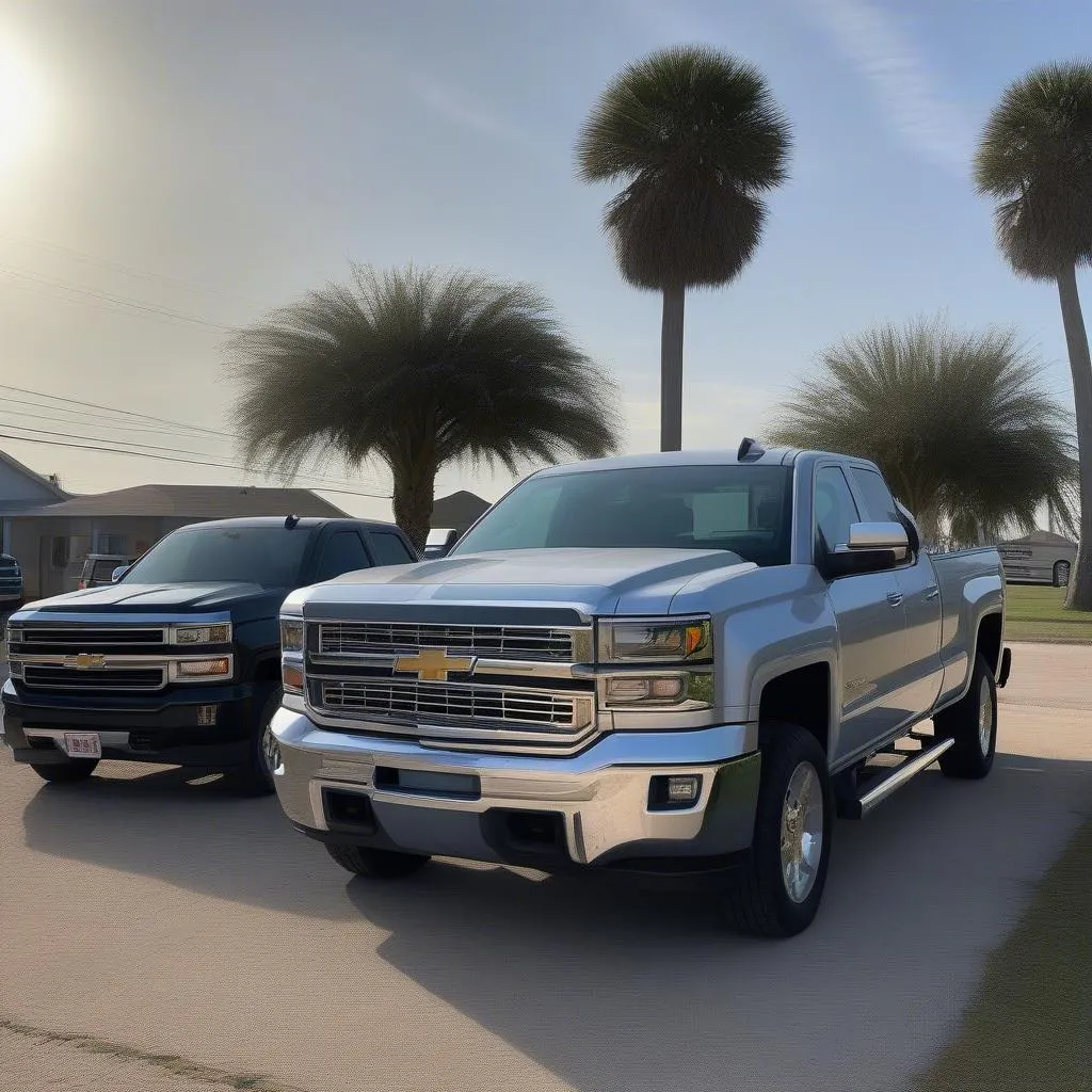 Chevrolet Silverado and GMC Sierra Trucks side-by-side in Texas