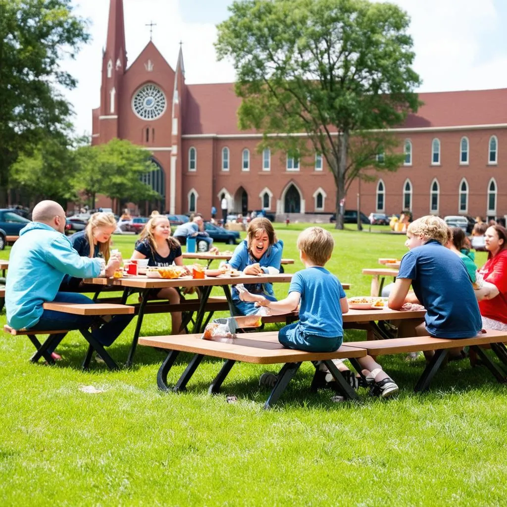 A church picnic at the park