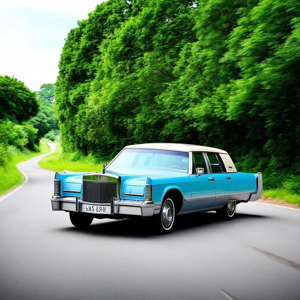 Blue Lincoln Town Car