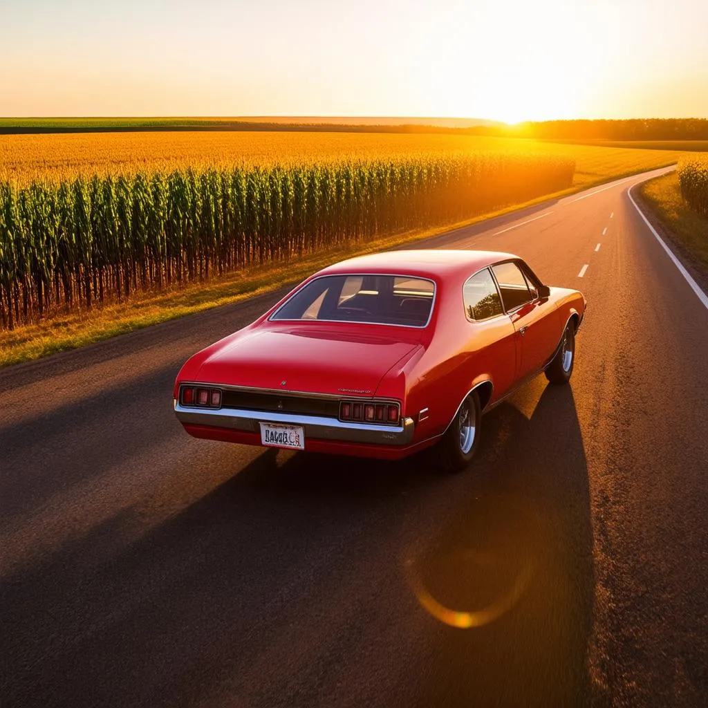 Classic Car on Nebraska Highway