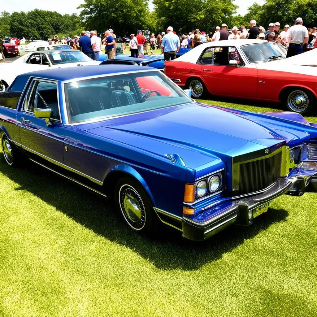 Classic cars on display at a car show in Bucyrus