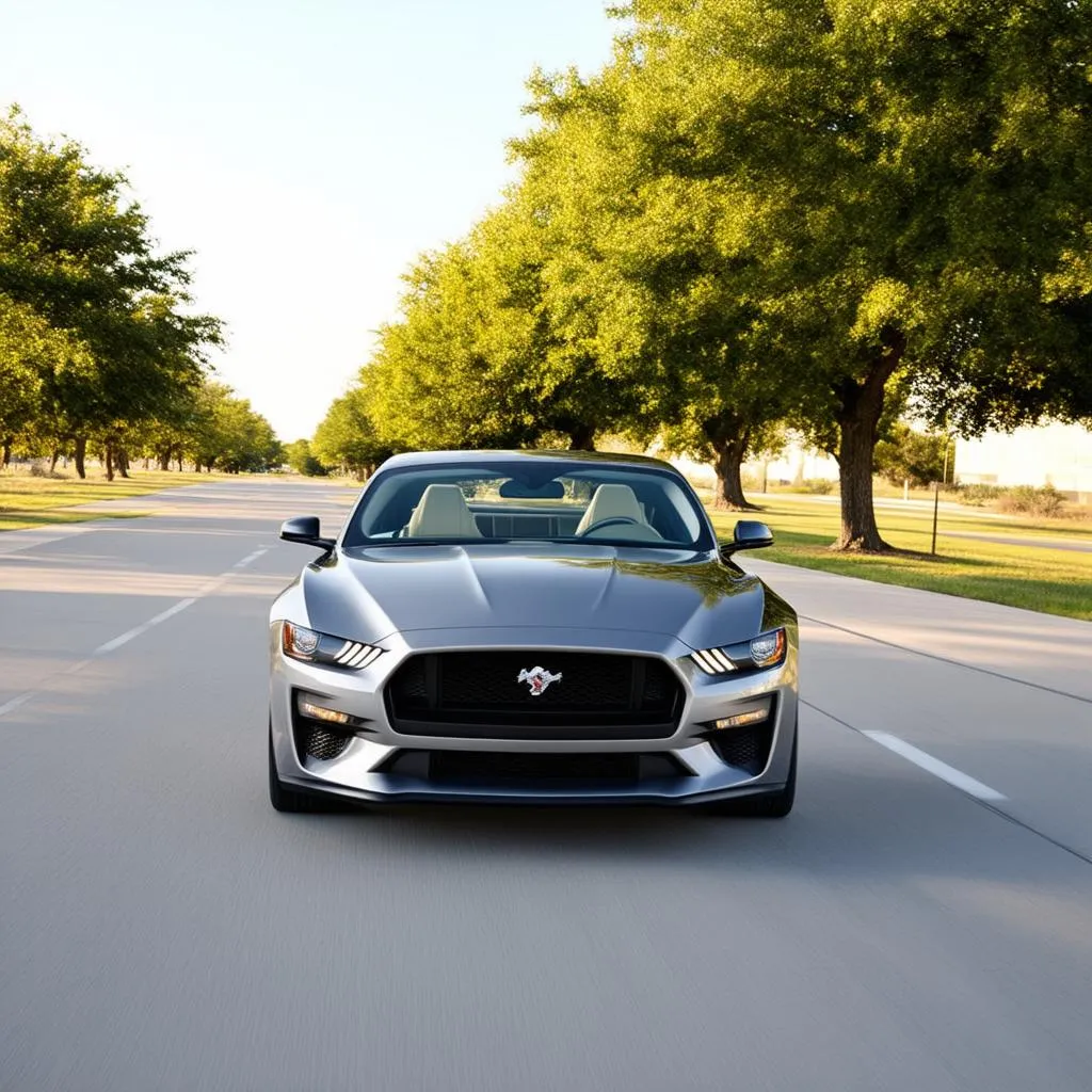 Shiny car driving down the road in Flower Mound