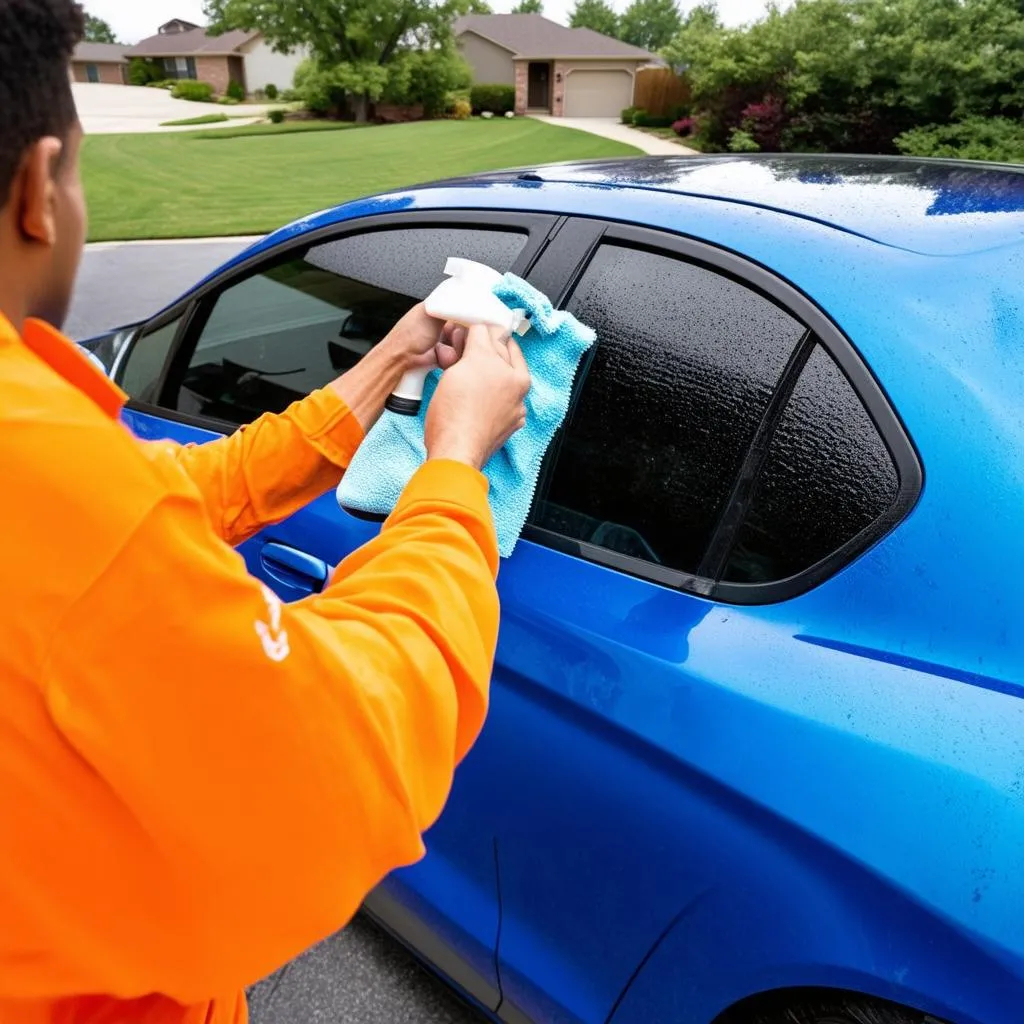 Cleaning Car Windshield