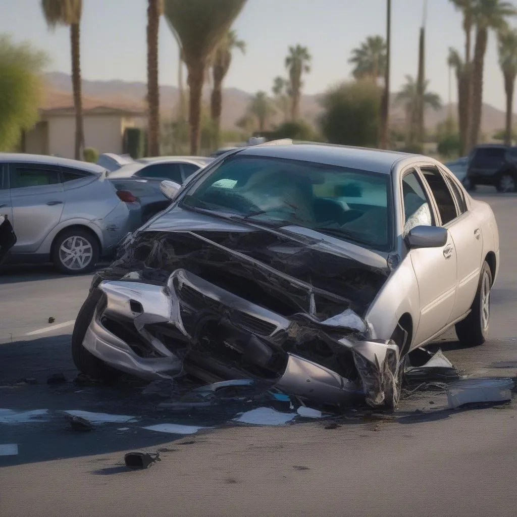 Photos of car accident damage in Coachella