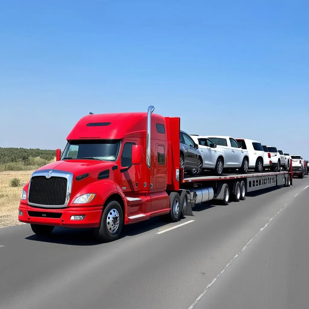 Cottrell 8 car hauler transporting vehicles on a highway