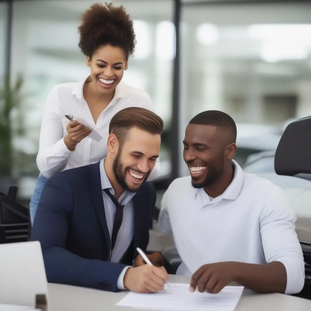 Couple Signing Car Loan