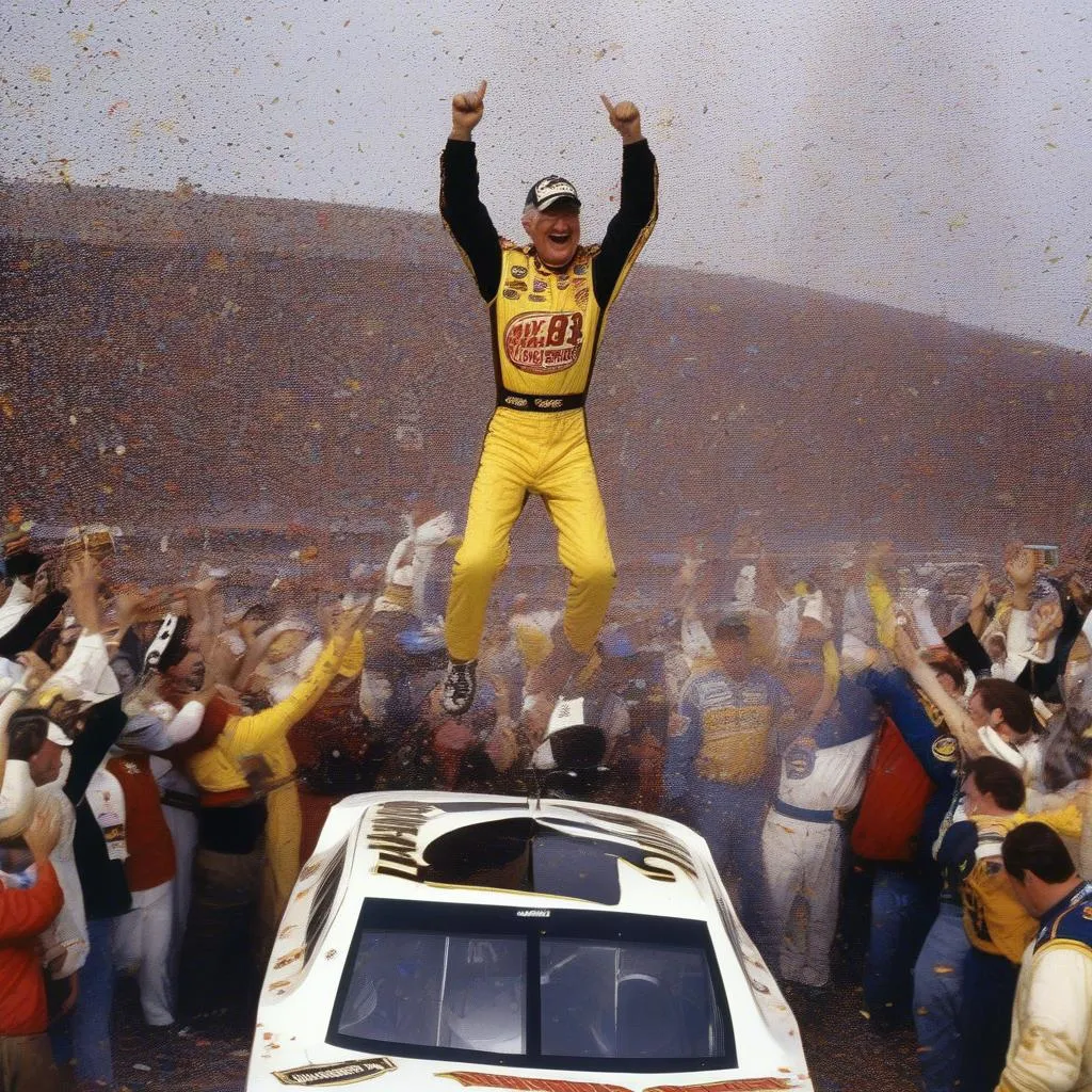 Dale Jarrett celebrating victory