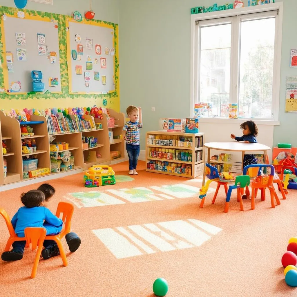 Bright and cheerful daycare center interior