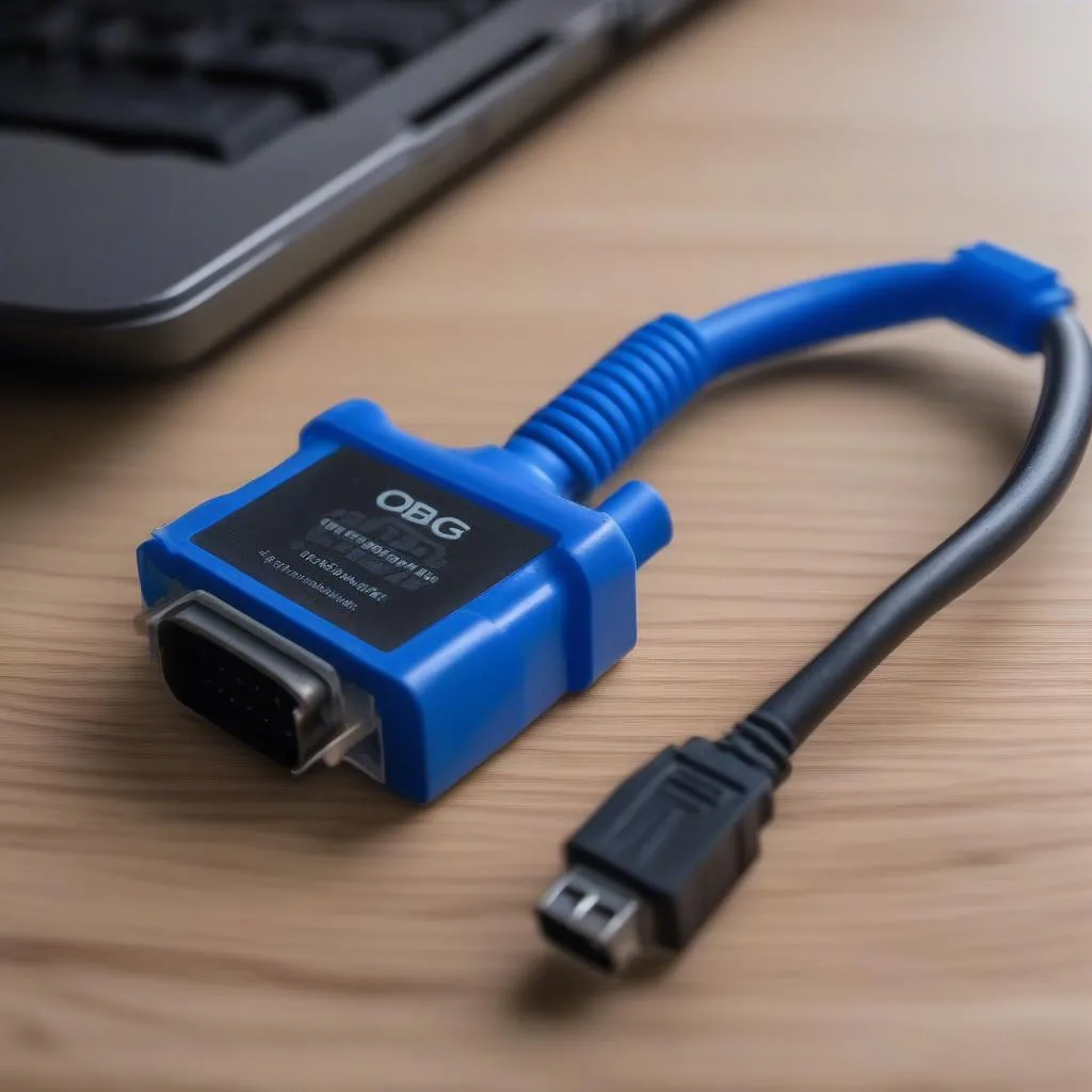 A DBG OBD Cable connected to a laptop