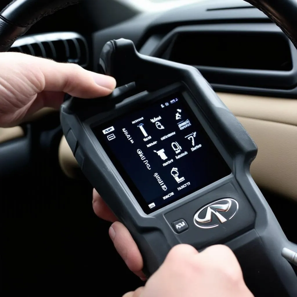 Dealer Scanner being used on an Infiniti G37