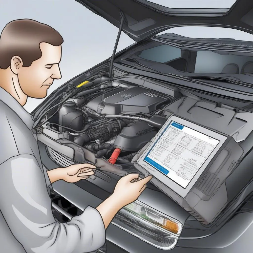 Dealer Scanner Diagnosing Engine Light Issue