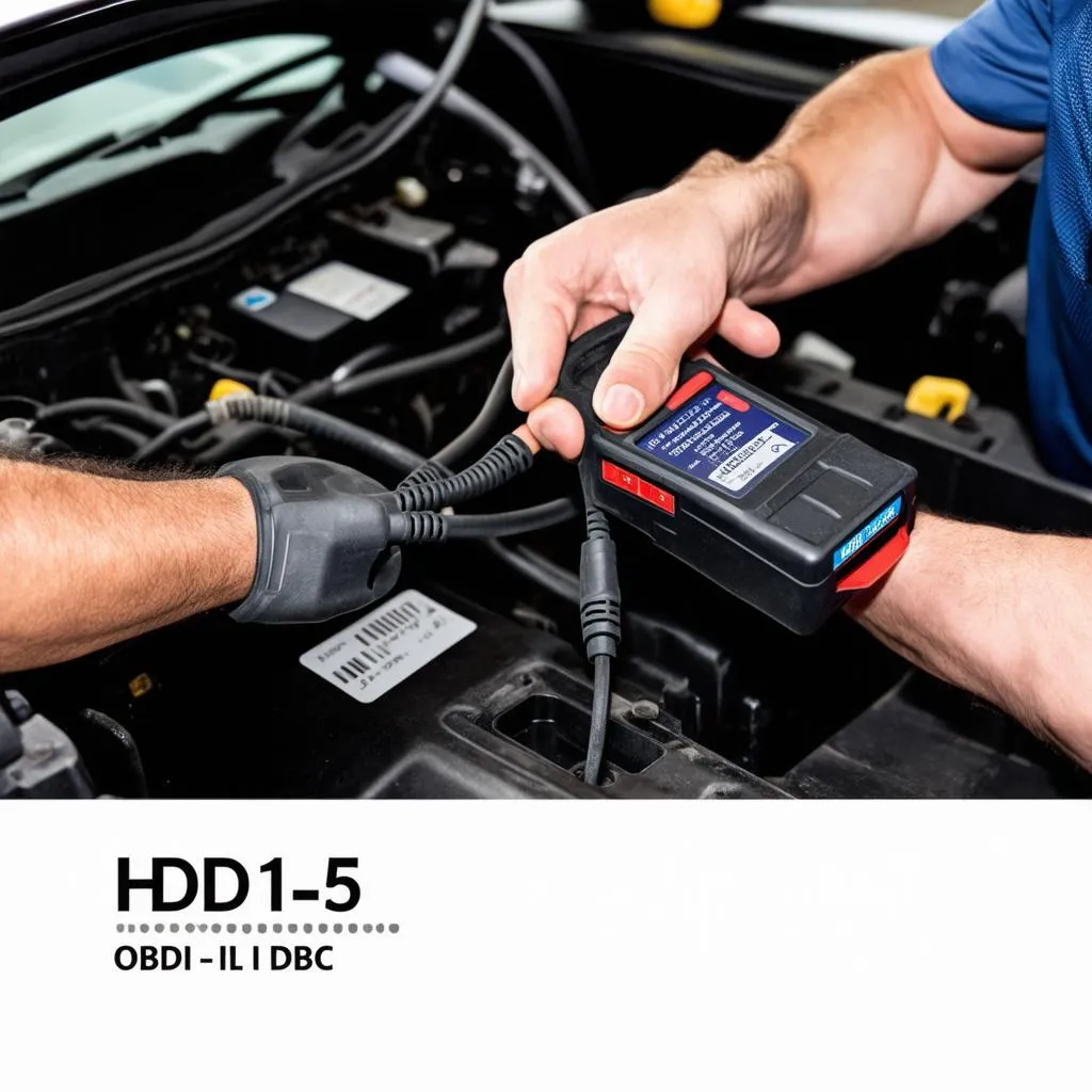 Mechanic Using a Diagnostic Tool with HDI-15 Cable