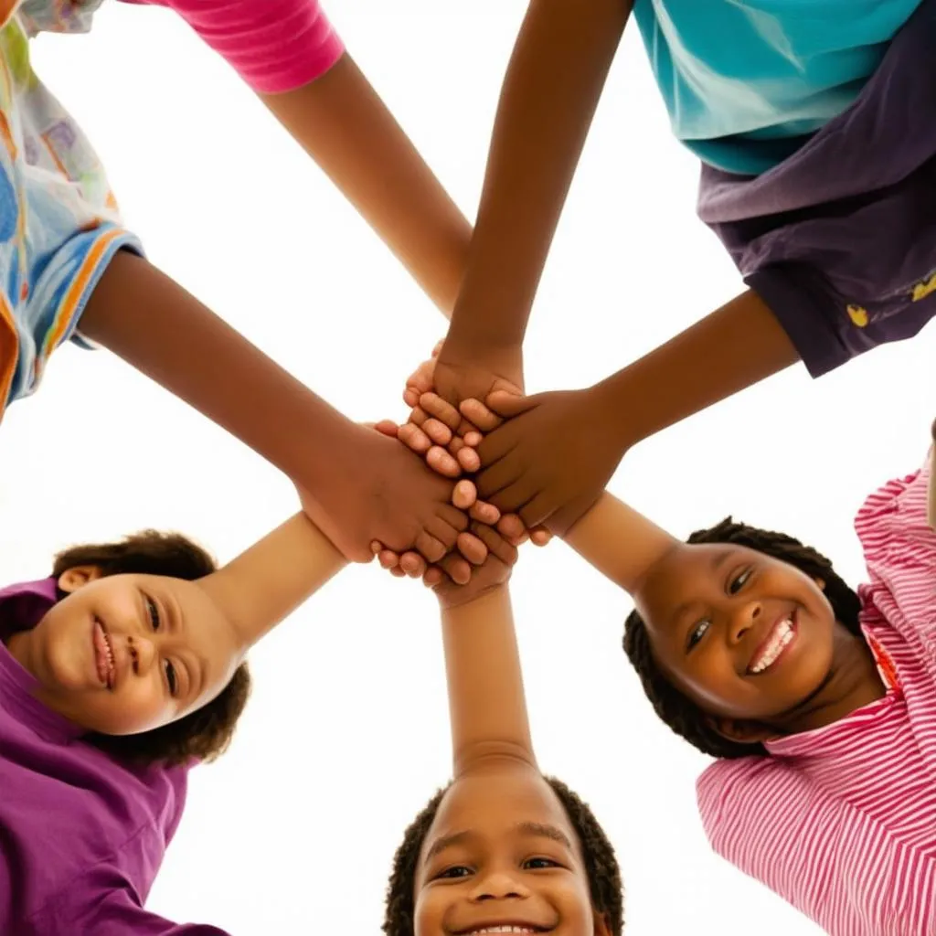 Diverse Group of Children Holding Hands