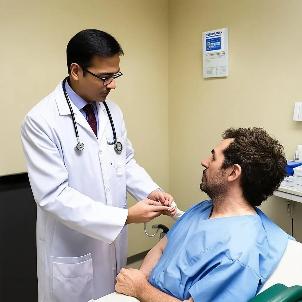 doctor examining a patient