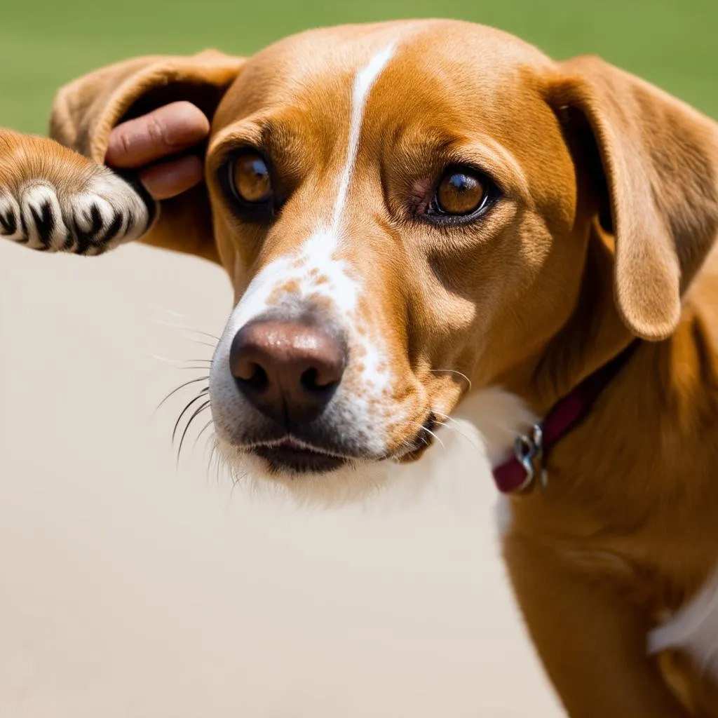 Dog scratching ear