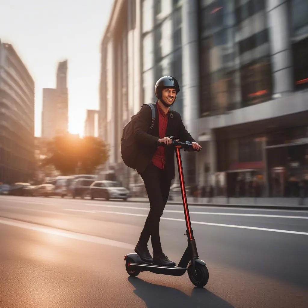 Electric Scooter in the City