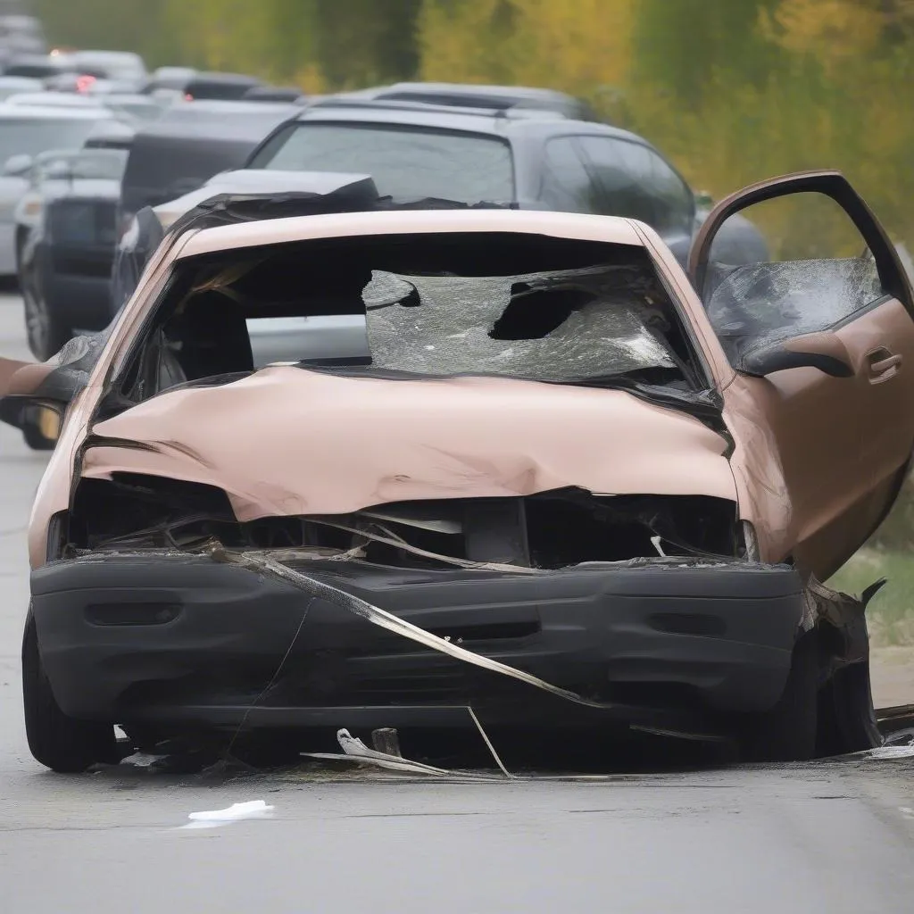 Car Damaged After Elk Collision