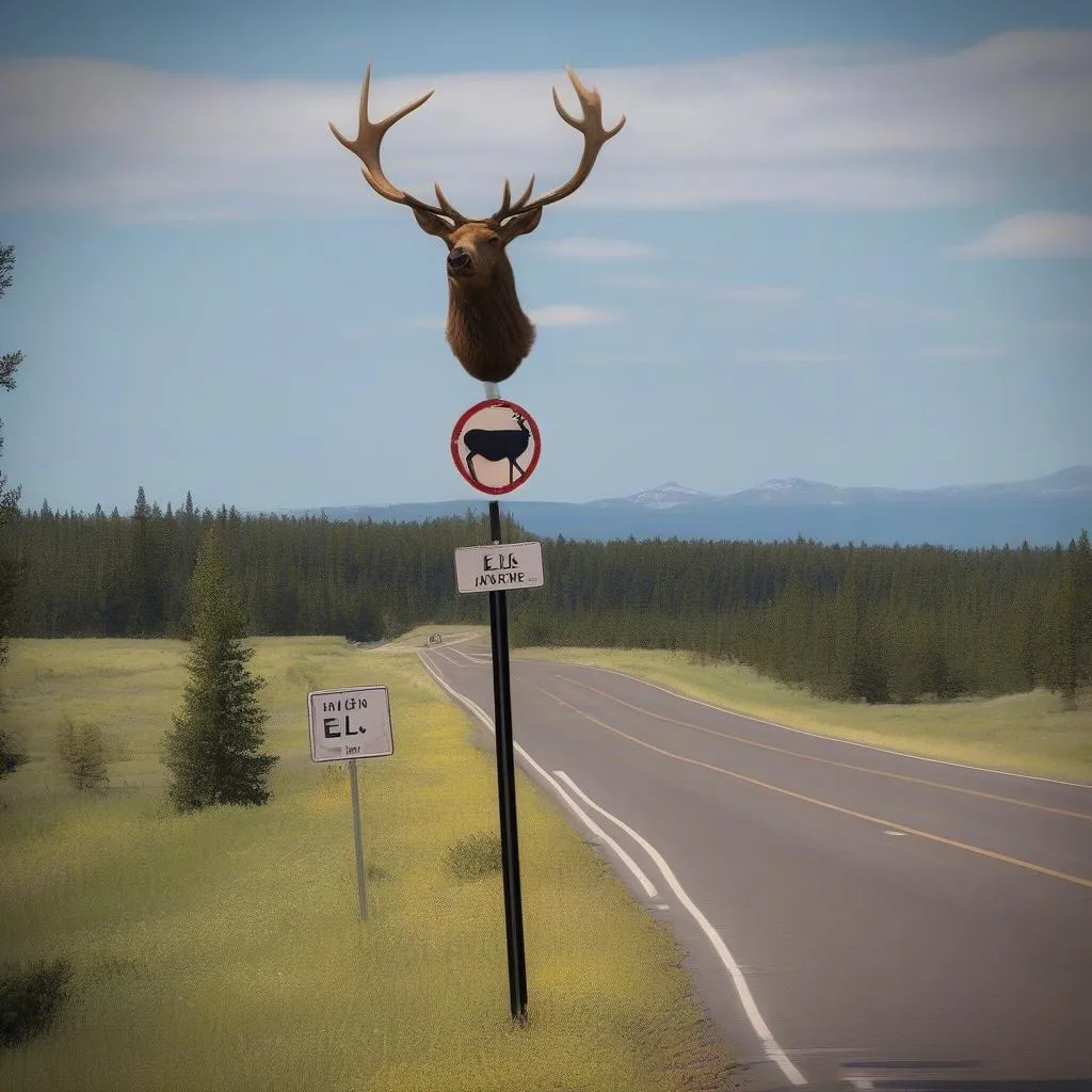 Elk Crossing Sign