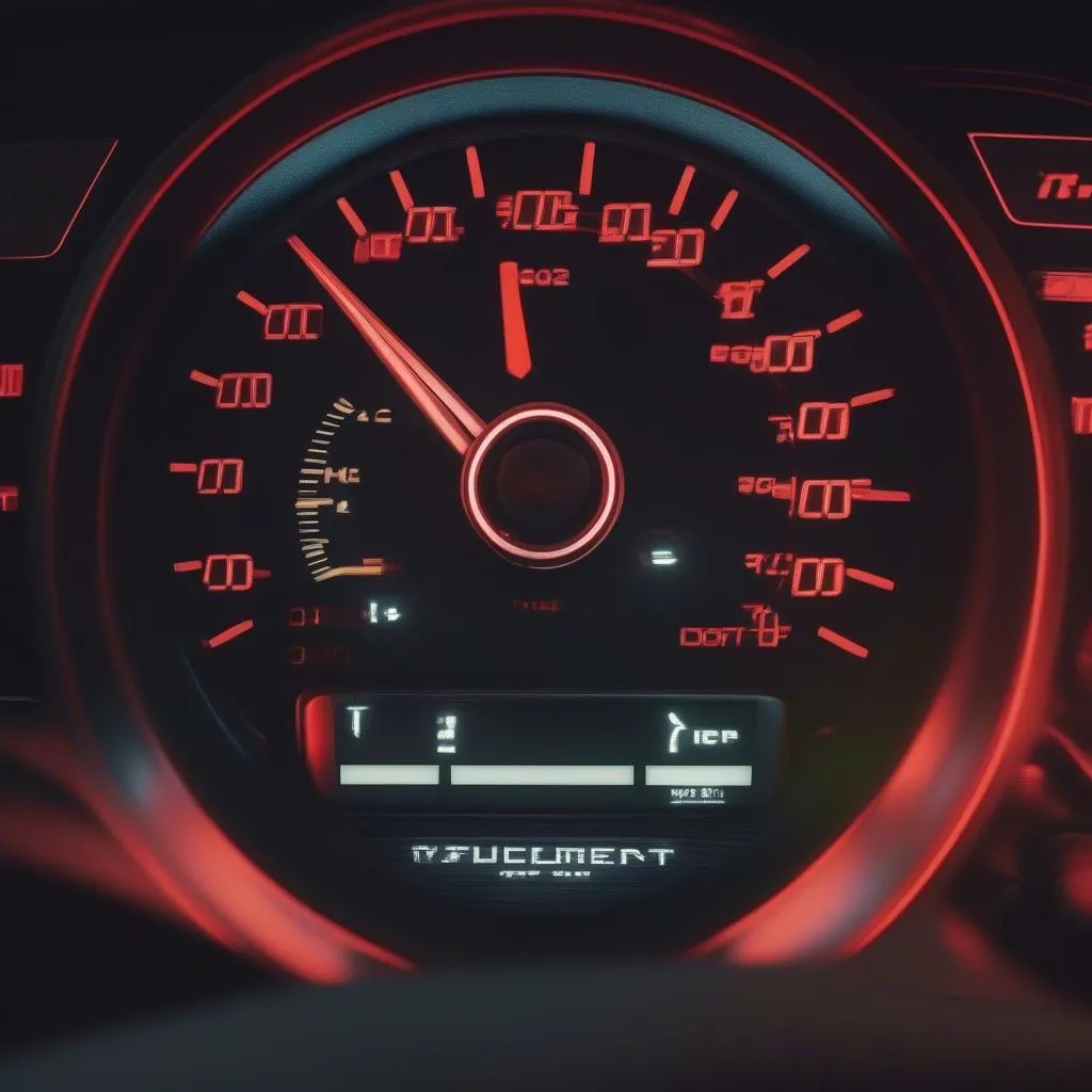 Modern European Car Dashboard with Warning Light