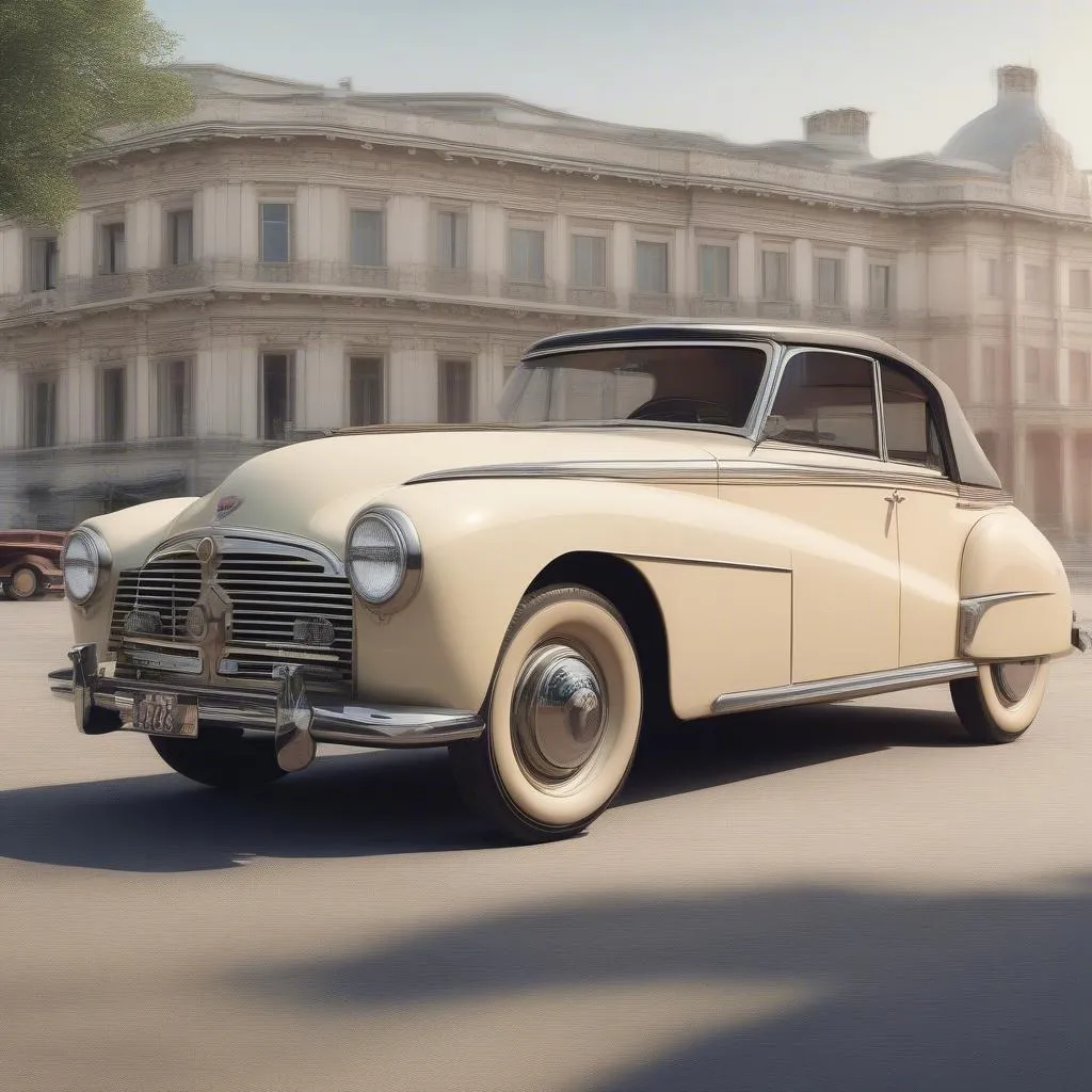 European car with roll-down rear window