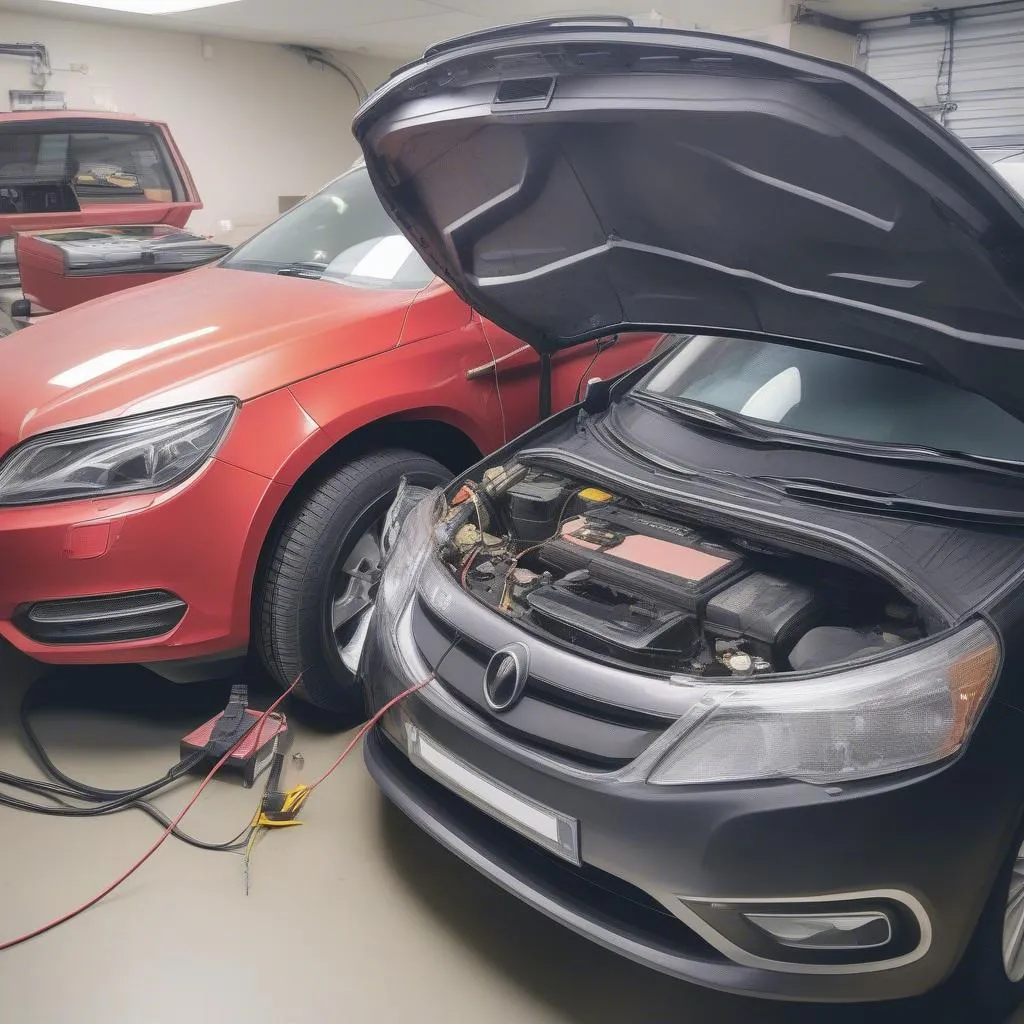 A Technician using a dealer scanner to diagnose a European car