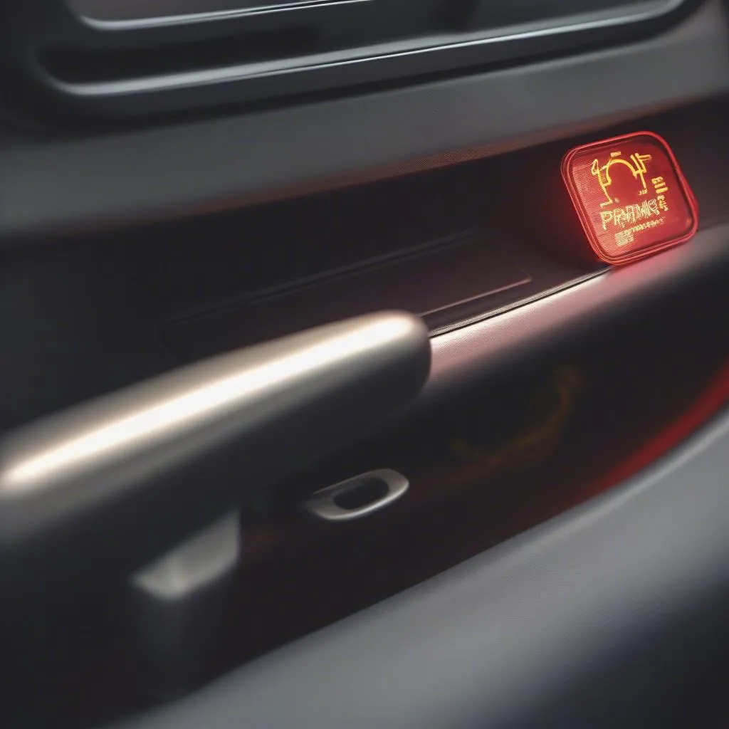 European car with parking brake warning light