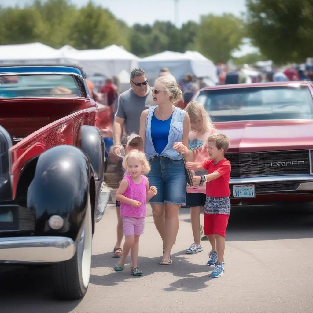 Family Enjoying Car Show